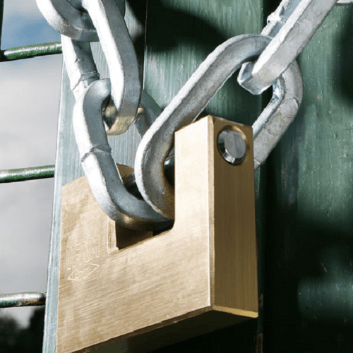 Candado rectangular seguridad de laton macizo con llave 90 mm Dorado