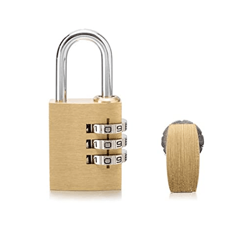 Candado seguridad de laton macizo codigo secreto 30 mm Dorado