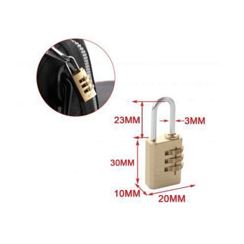 Candado seguridad de laton macizo codigo secreto 20 mm Dorado