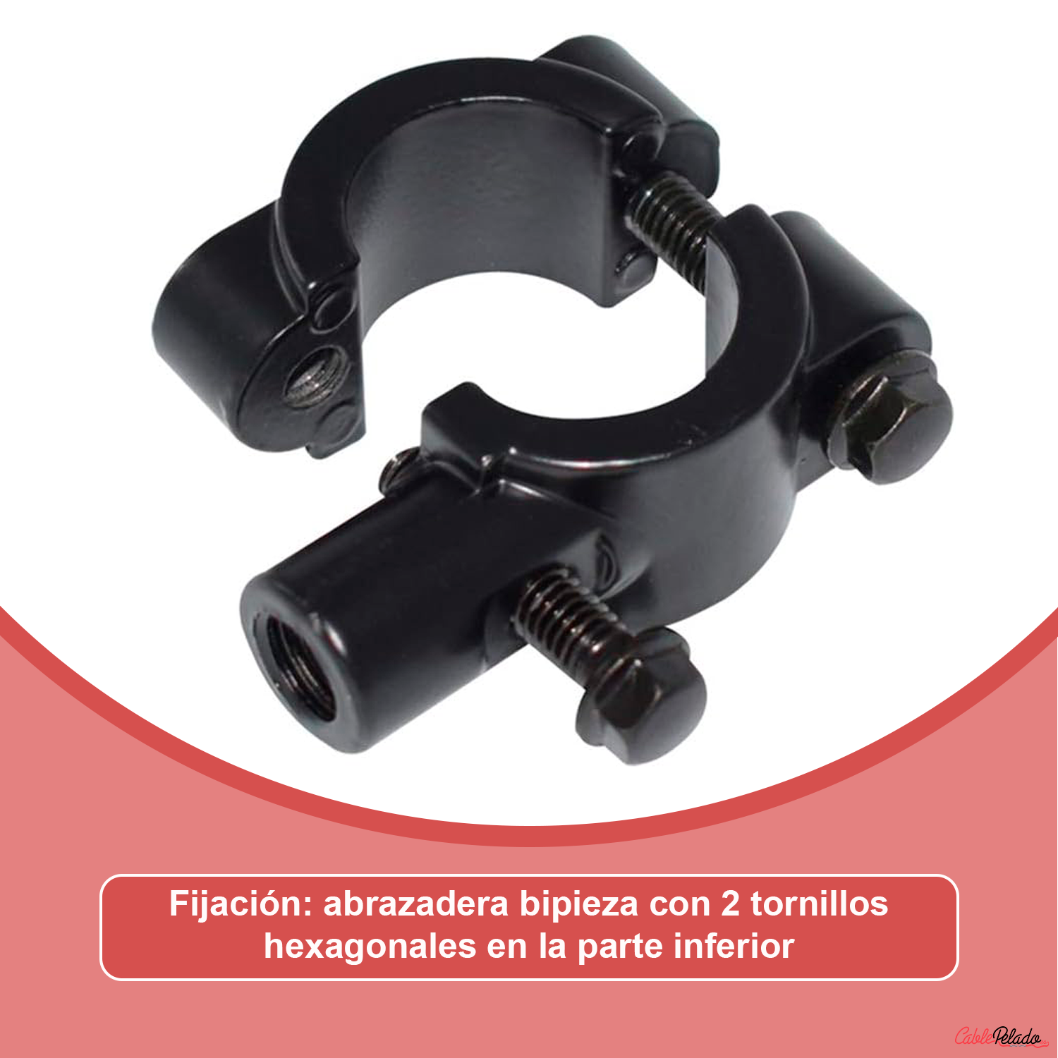 Abrazadera Montaje Espejo Retrovisor Para Moto De 10 mm (Pack 2 uds)  Negro