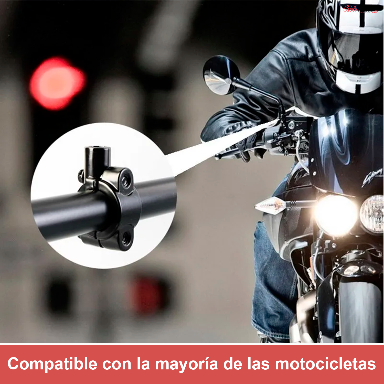Abrazadera Montaje Espejo Retrovisor Para Moto De 10 mm (Pack 2 uds)  Negro