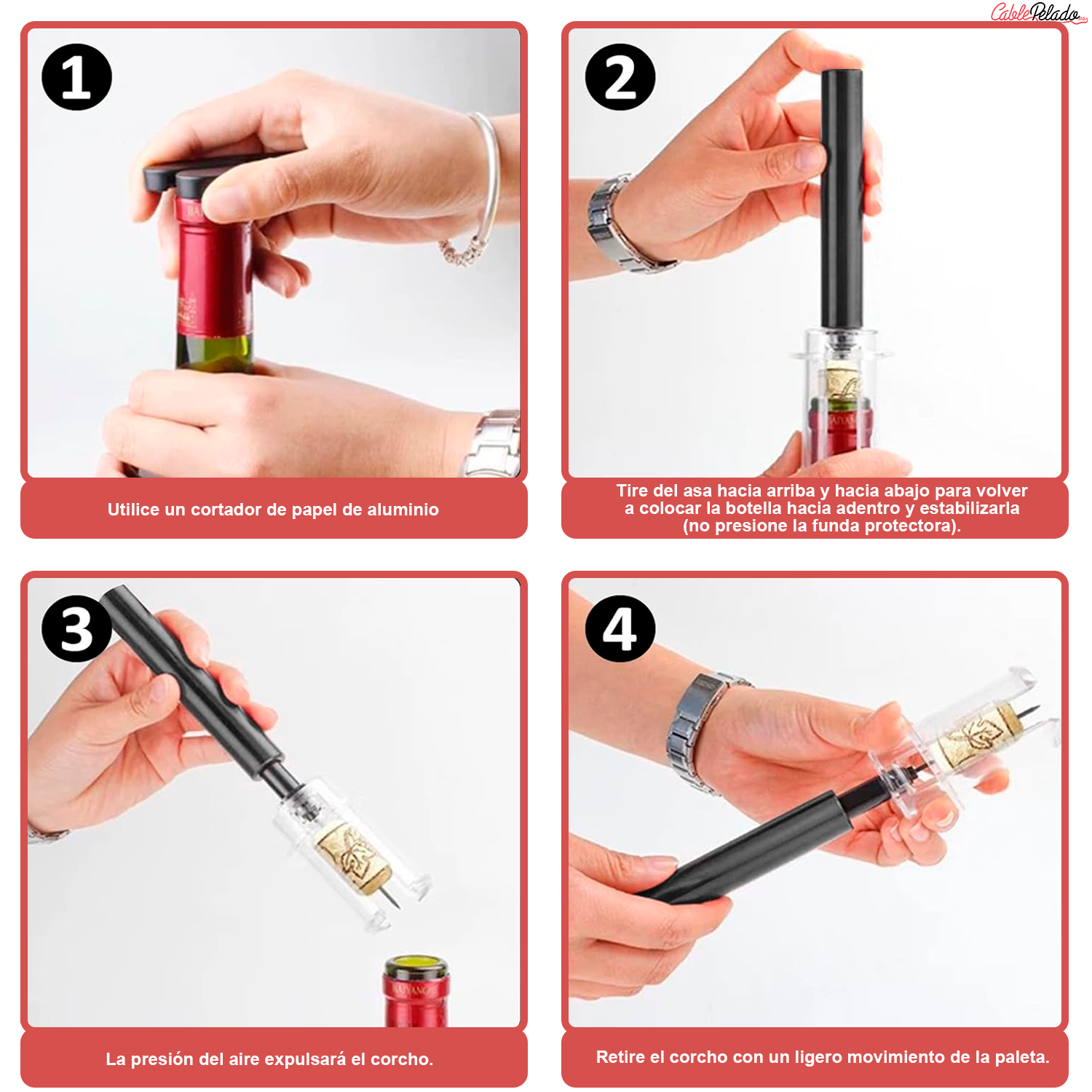 Abridor de Vino Aire Comprimido Presión