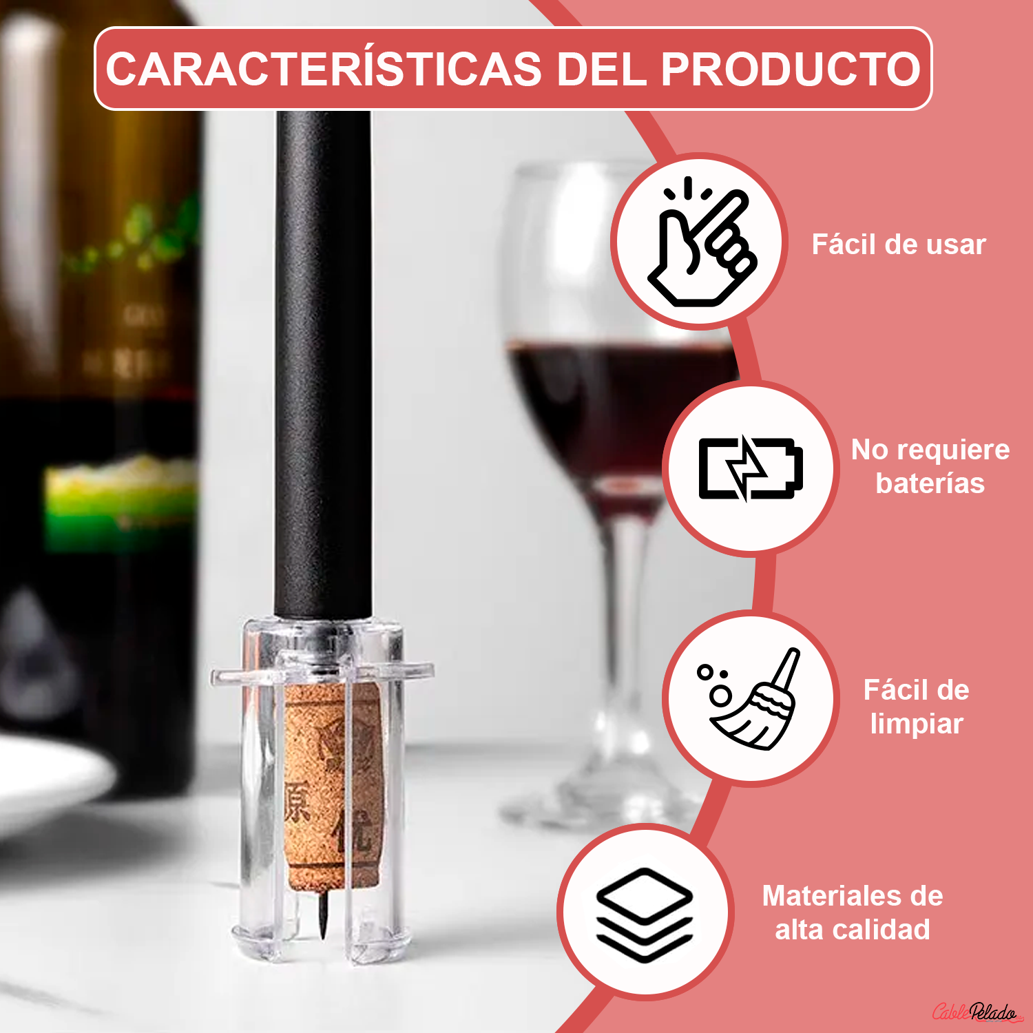 Abridor de Vino Aire Comprimido Presión