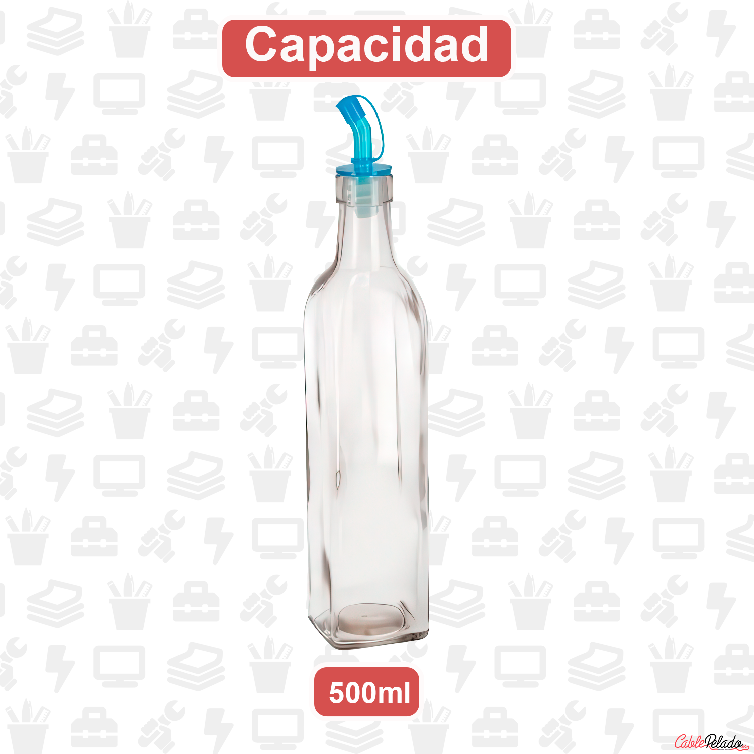 Aceitera de cristal con tapón dosificador color aleatorio 500 ml Transparente