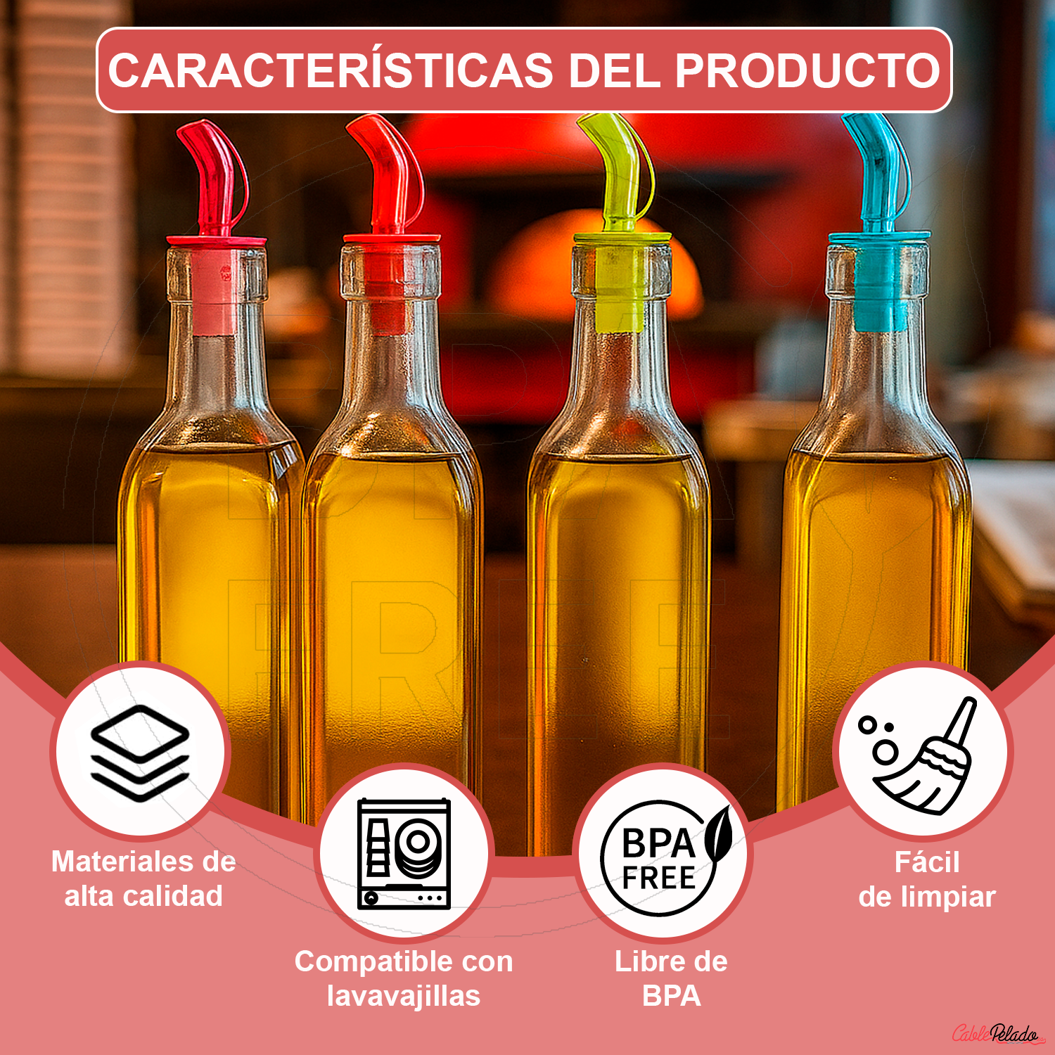 Aceitera de cristal con tapón dosificador color aleatorio 500 ml Transparente