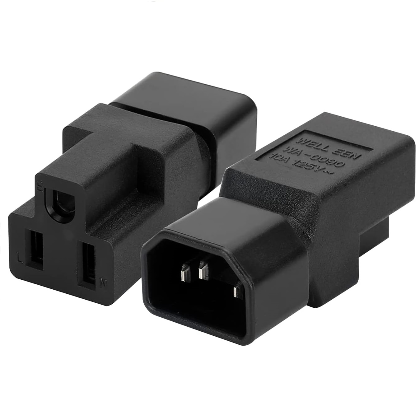 Adaptador alimentacion C14 macho a Nema 5-15R  Negro