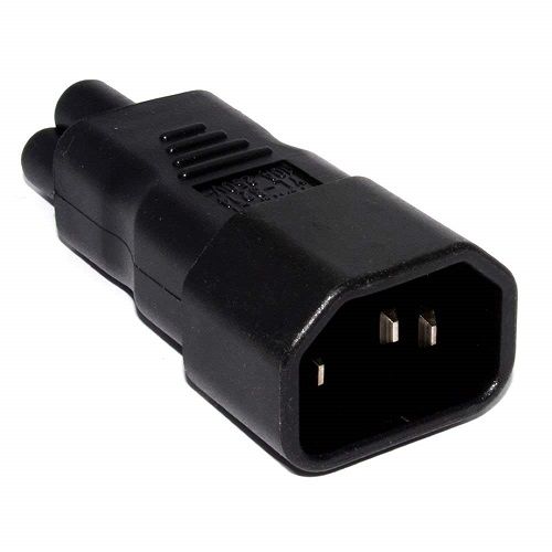 Adaptador alimentacion IEC C14 macho a C5 hembra  Negro