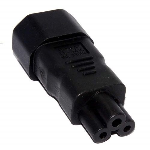 Adaptador alimentacion IEC C14 macho a C5 hembra  Negro