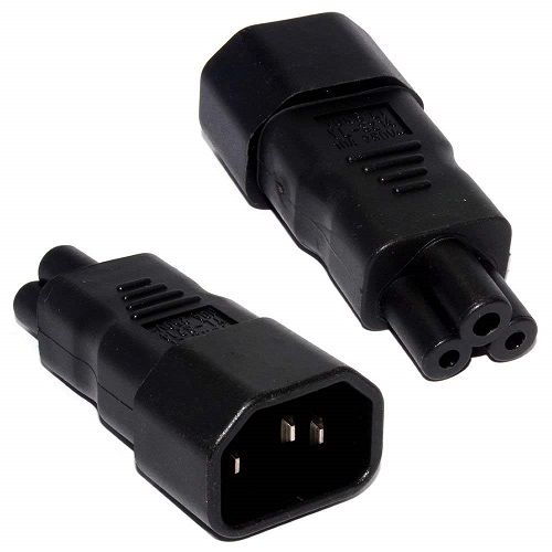 Adaptador alimentacion IEC C14 macho a C5 hembra  Negro