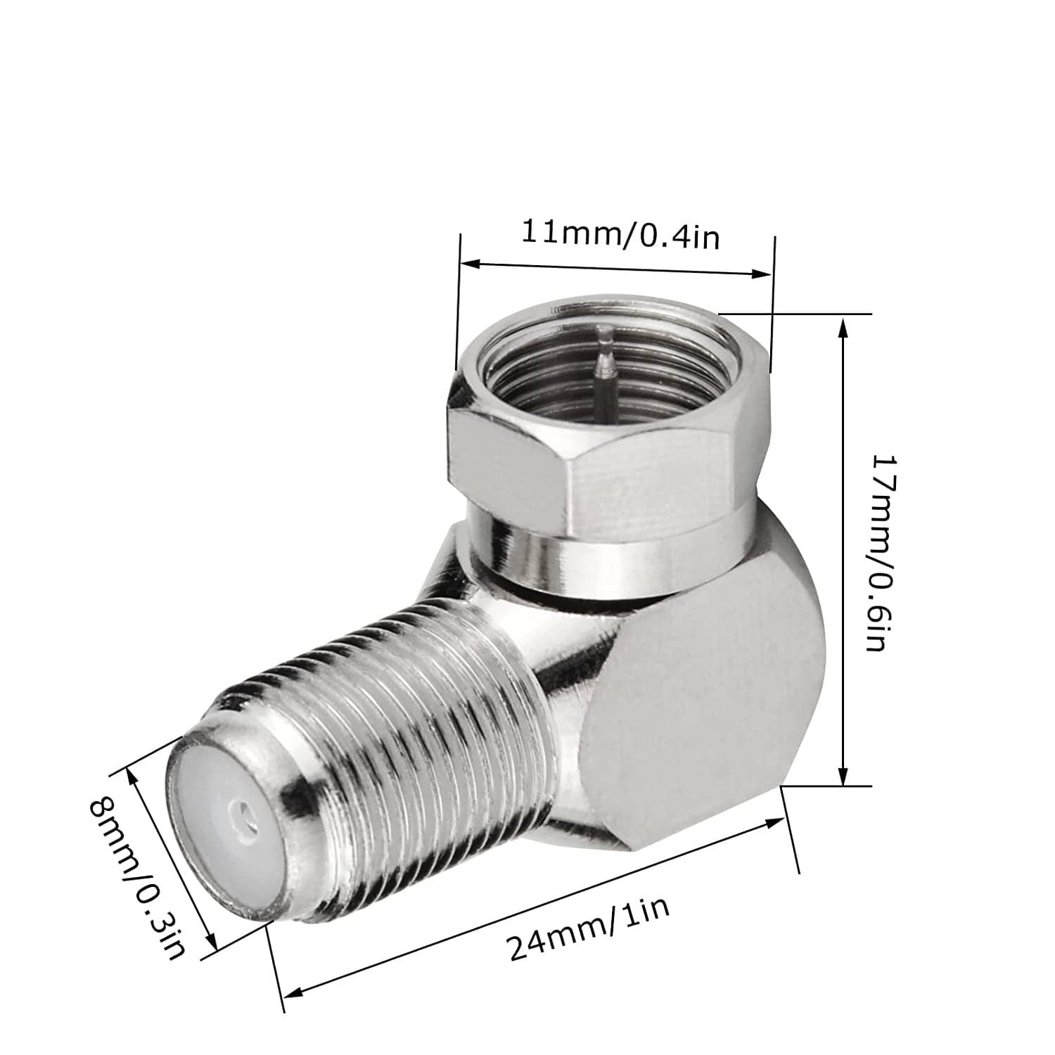 Adaptador antena tipo F en angulo recto  Gris