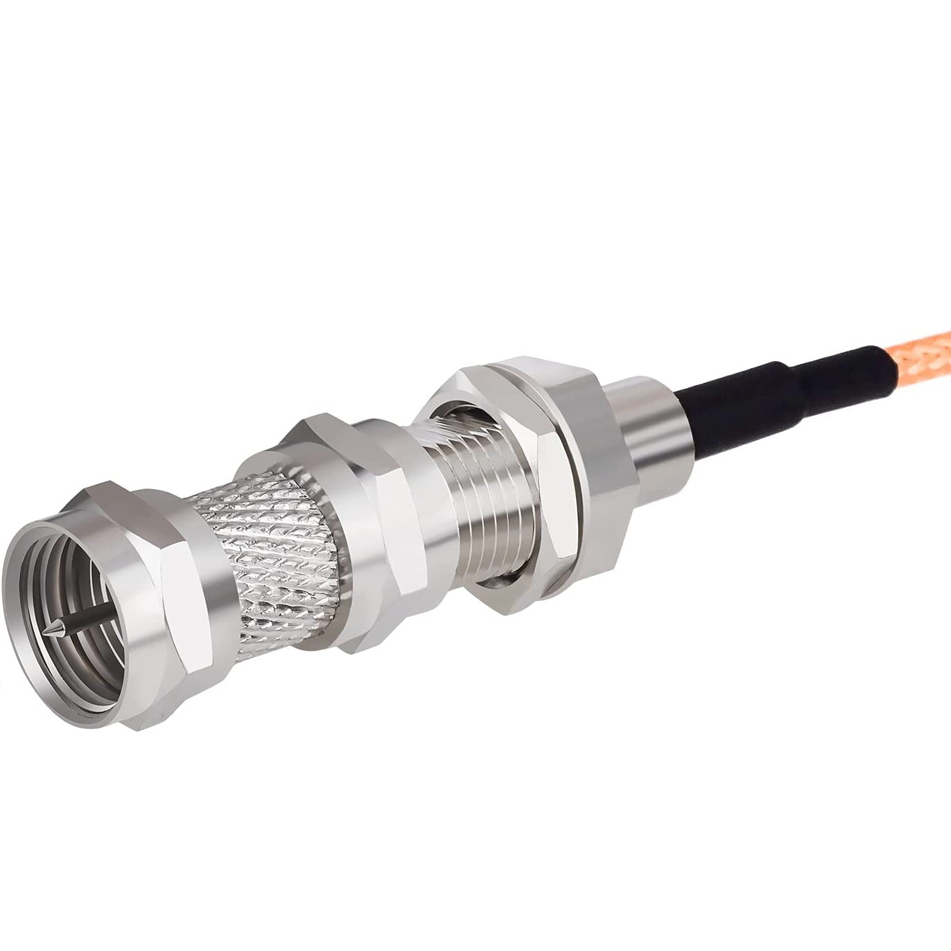 Adaptador antena tipo F macho a tipo F macho  Gris