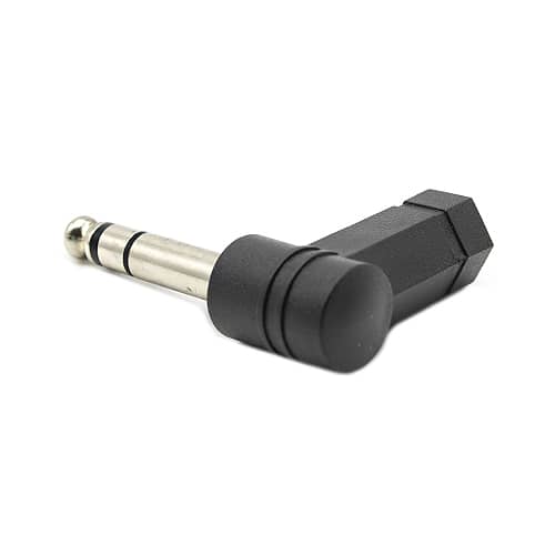 Adaptador audio 3.5 mm hembra a 6.35 macho acodado  Negro
