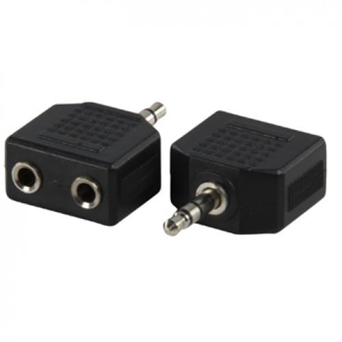 Adaptador audio Estereo 2x Jack 3.5/H-Jack 3.5/M  Negro