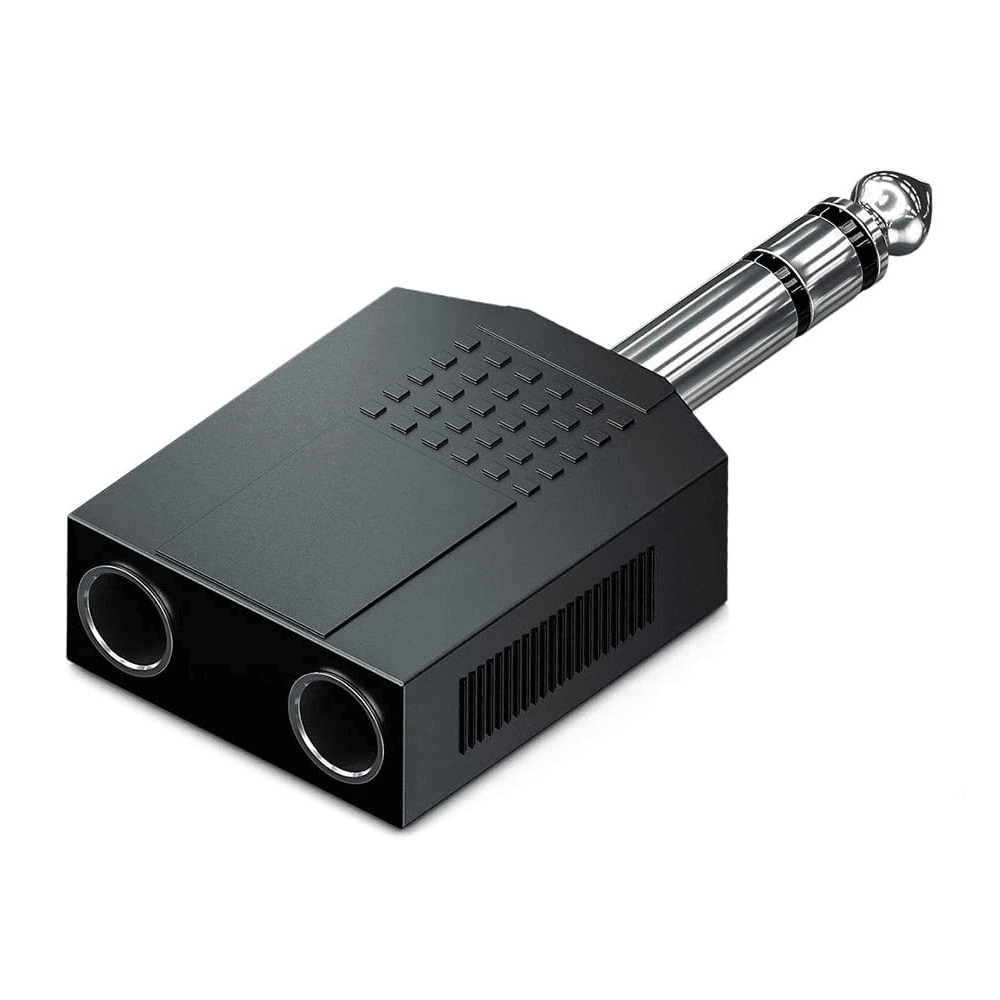 Adaptador audio estereo 2xJACK 6.35/H - JACK 6.35/M  Negro