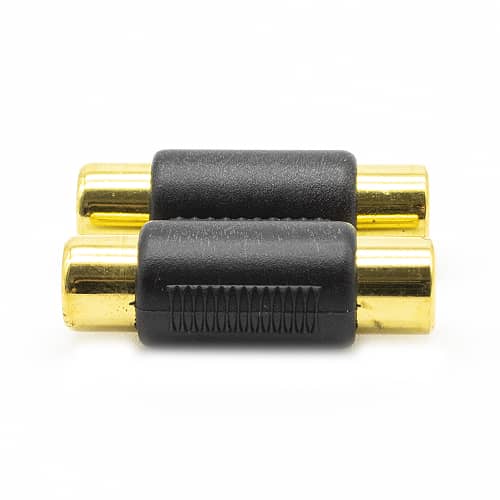 Adaptador audio 2x RCA hembra dorado  Negro