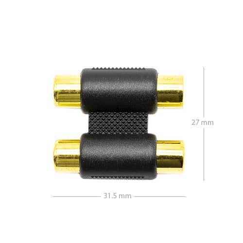 Adaptador audio 2x RCA hembra dorado  Negro