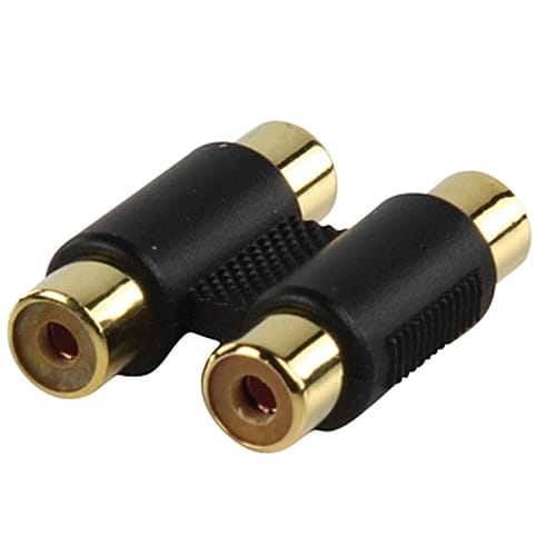 Adaptador audio 2x RCA hembra dorado  Negro
