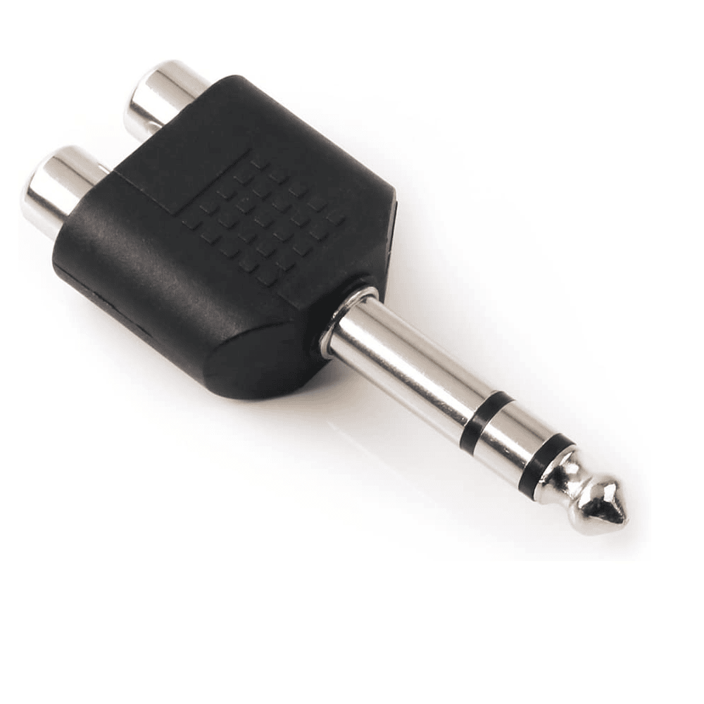 Adaptador audio estereo 2xRCA/H - JACK 6.35/M  Negro