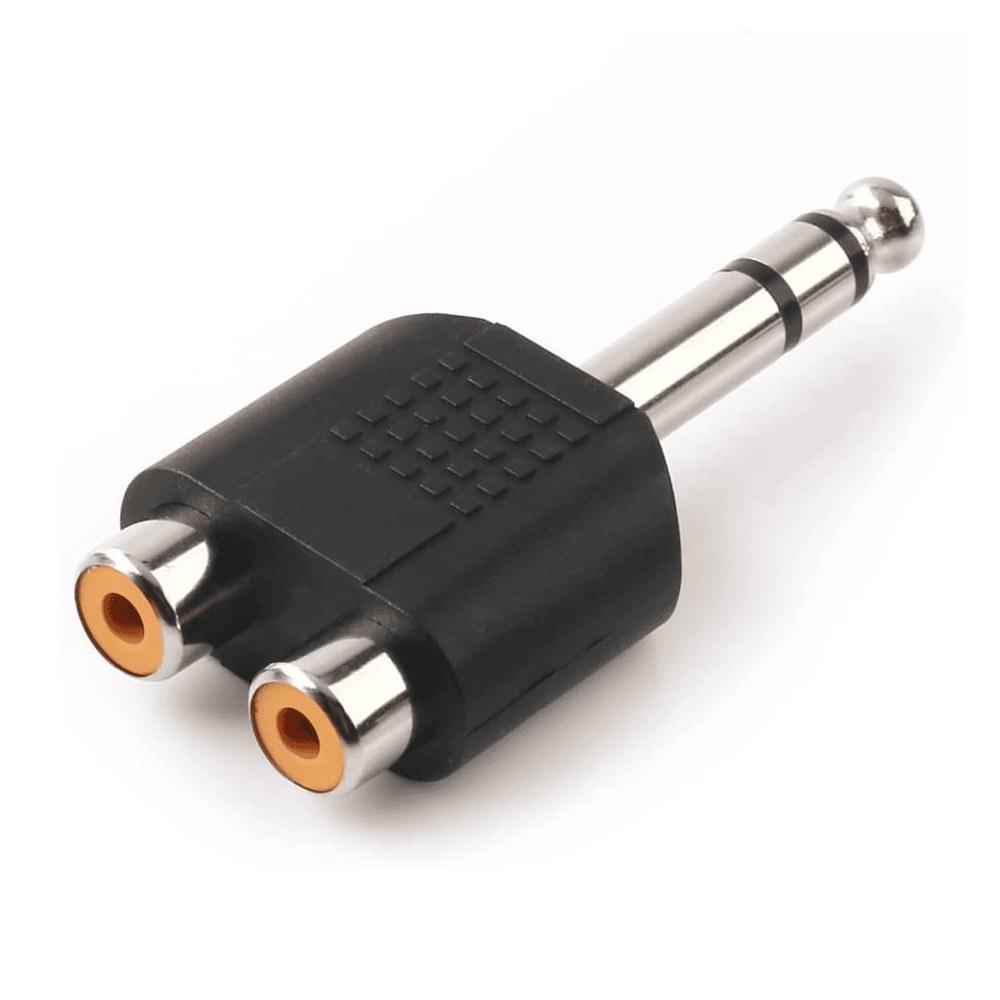 Adaptador audio estereo 2xRCA/H - JACK 6.35/M  Negro