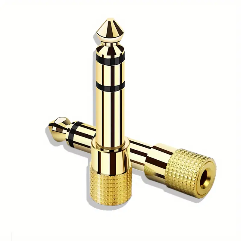 Adaptador audio estereo jack 3.5 hembra a jack 6.35 macho  Dorado