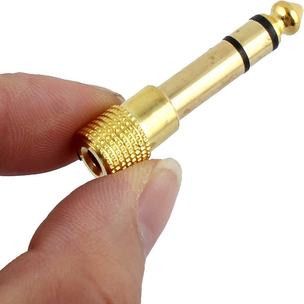 Adaptador audio estereo jack  3.5/H - JACK 6.35/M  Dorado