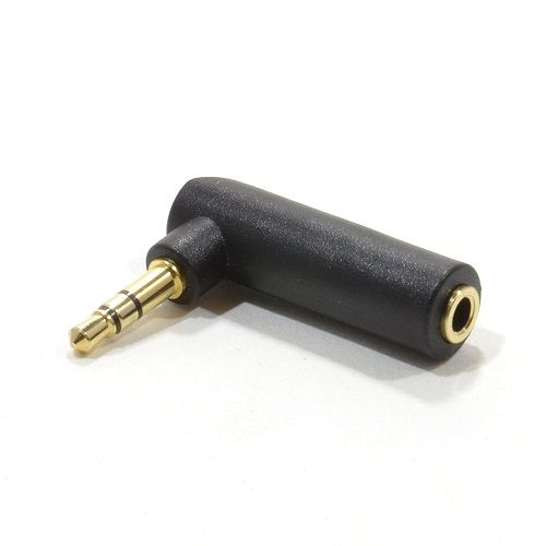 Adaptador audio estereo jack 3.5 mm acodado dorado  Negro