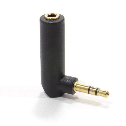 Adaptador audio estereo jack 3.5 mm acodado dorado  Negro