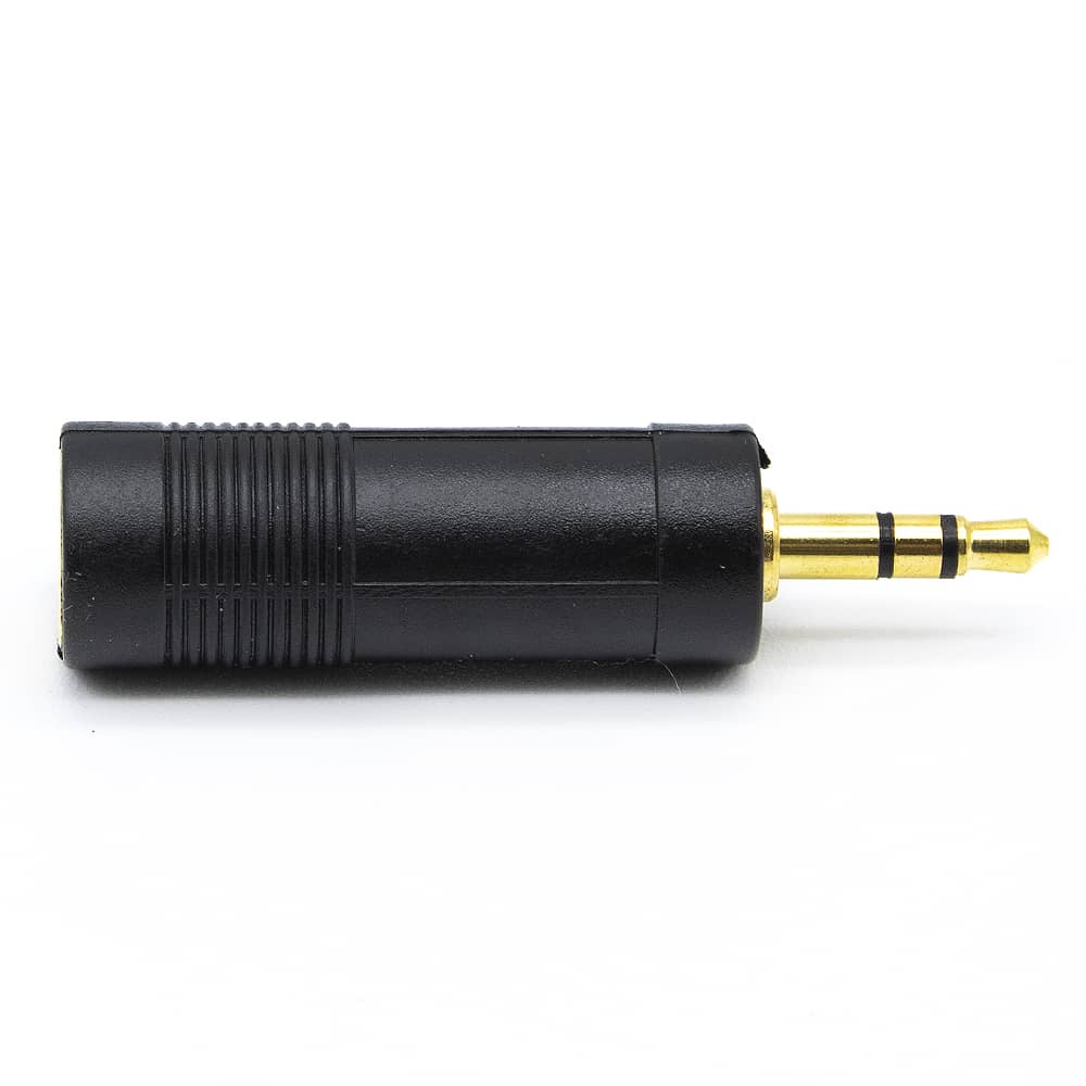 Adaptador audio jack 6.35 mm Hembra  a 3.5 mm macho  Dorado