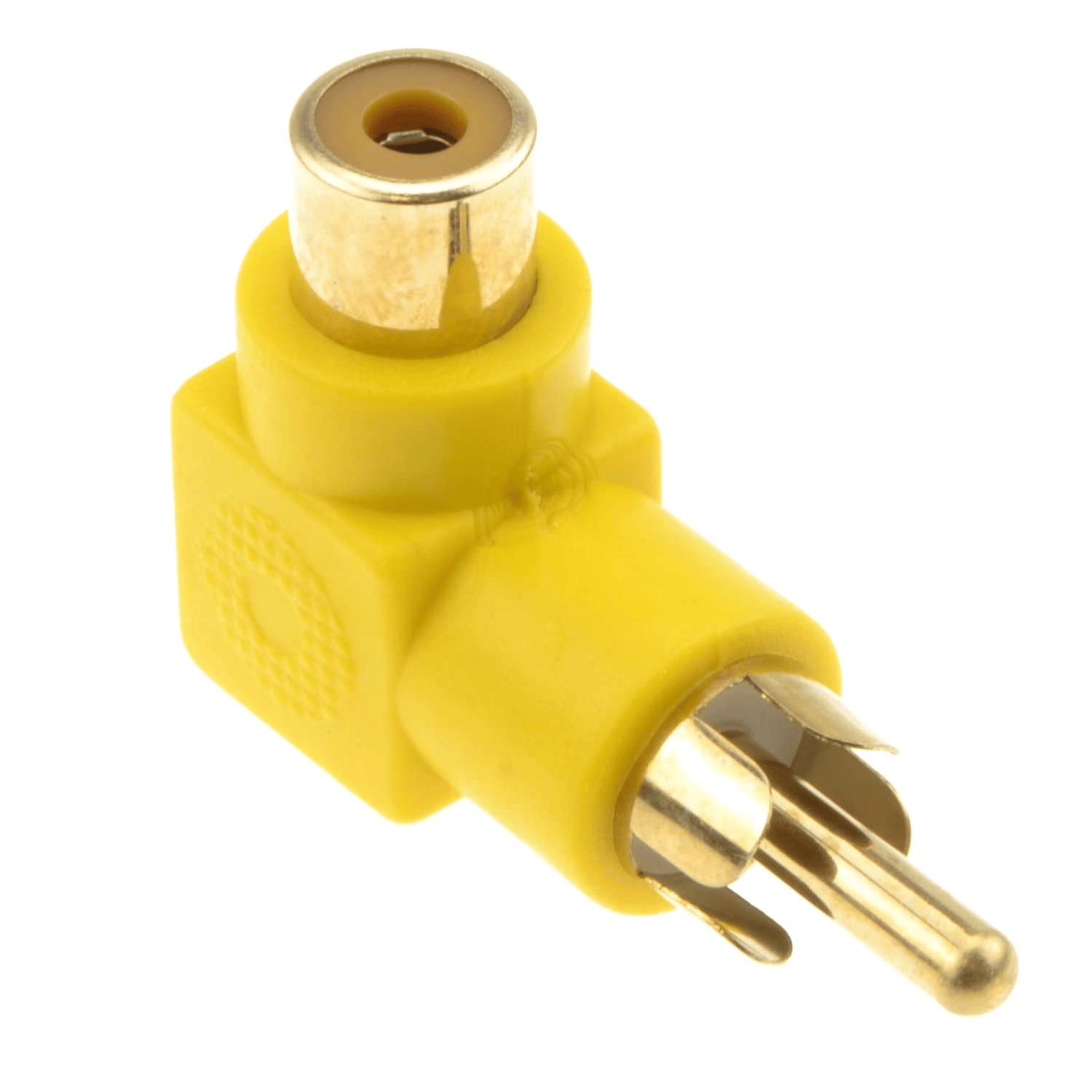 Adaptador audio estereo RCA angular 90  Amarillo