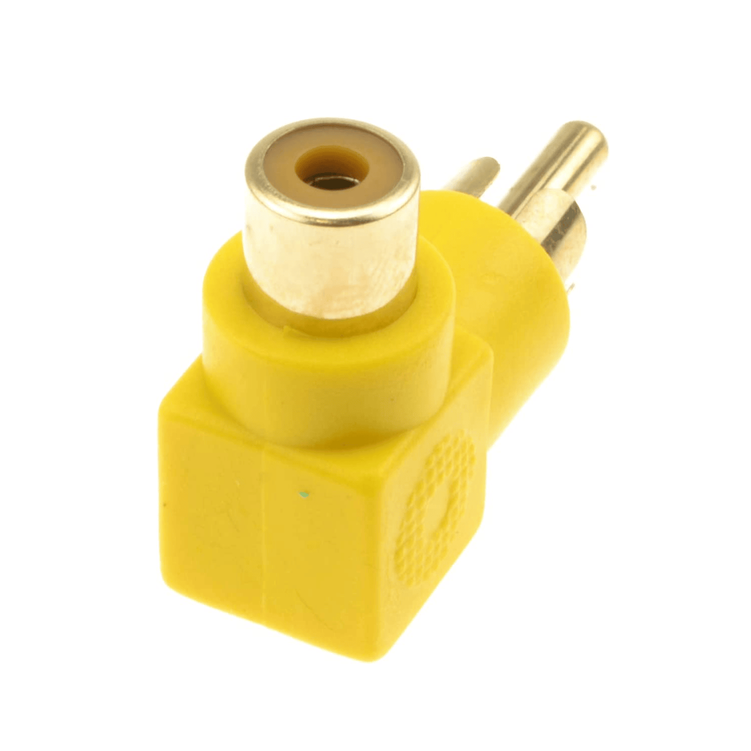 Adaptador audio estereo RCA angular 90  Amarillo