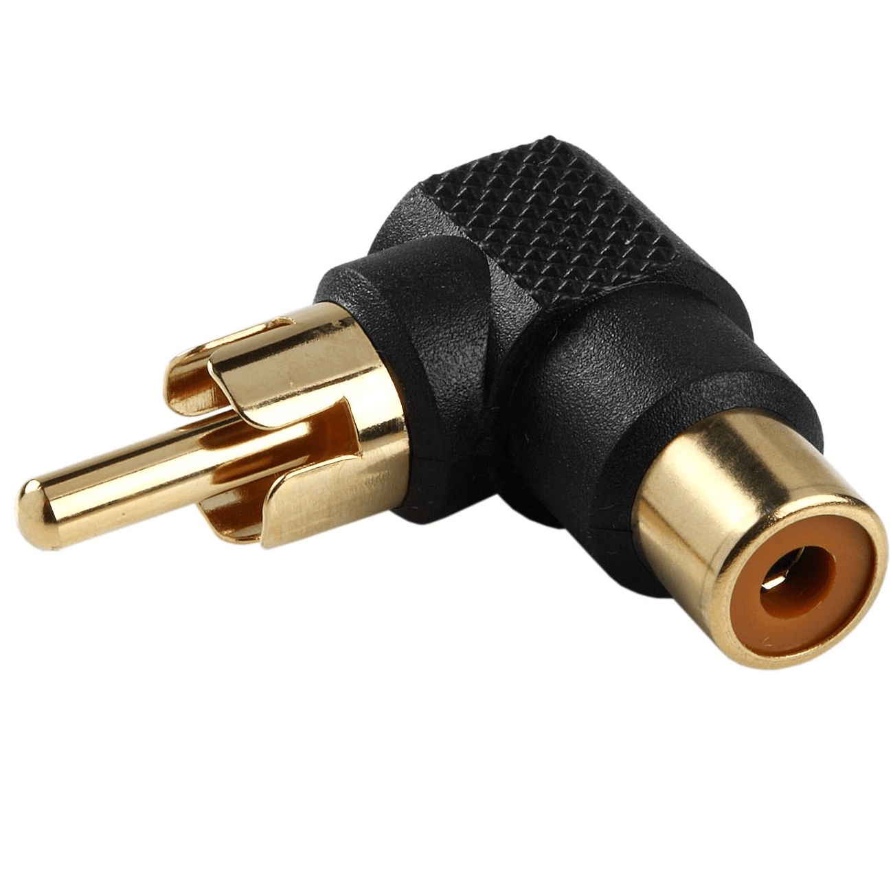 Adaptador audio estereo RCA angular 90  Negro