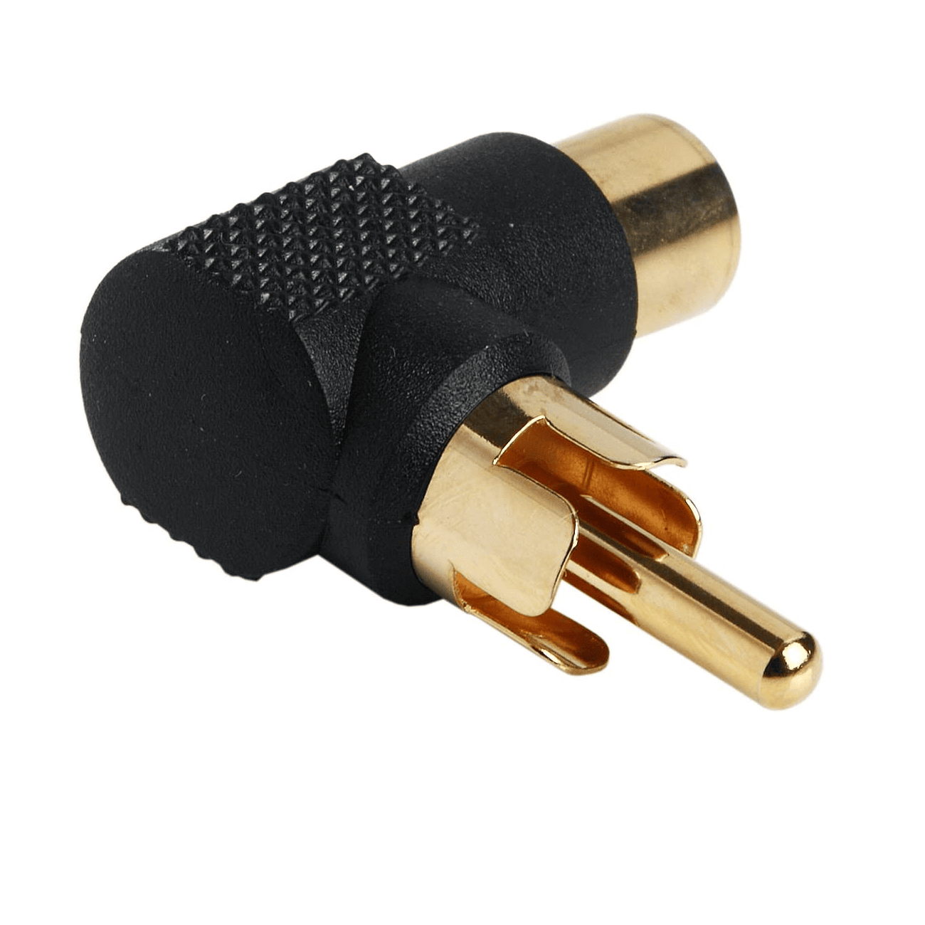 Adaptador audio estereo RCA angular 90  Negro