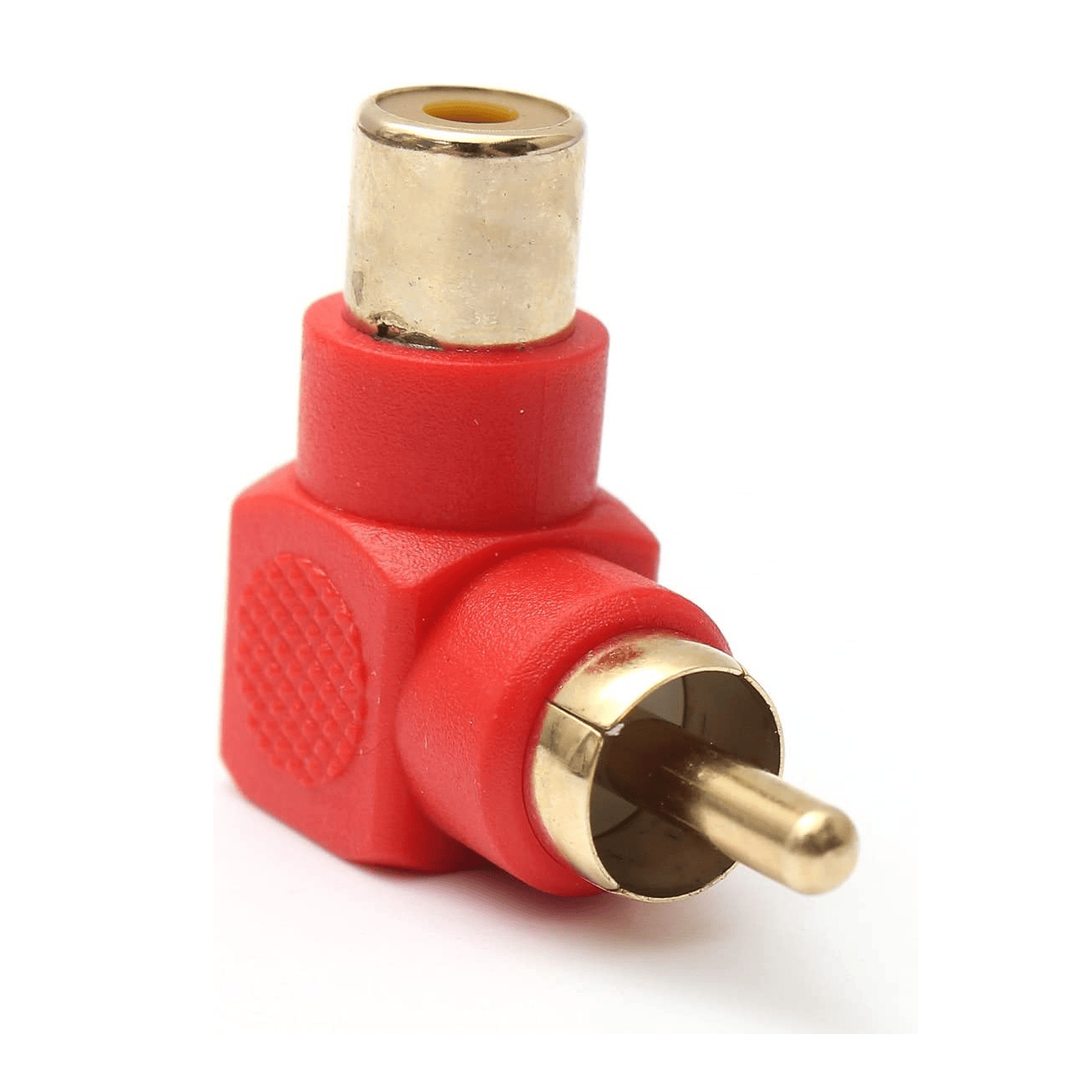 Adaptador audio estereo RCA angular 90  Rojo