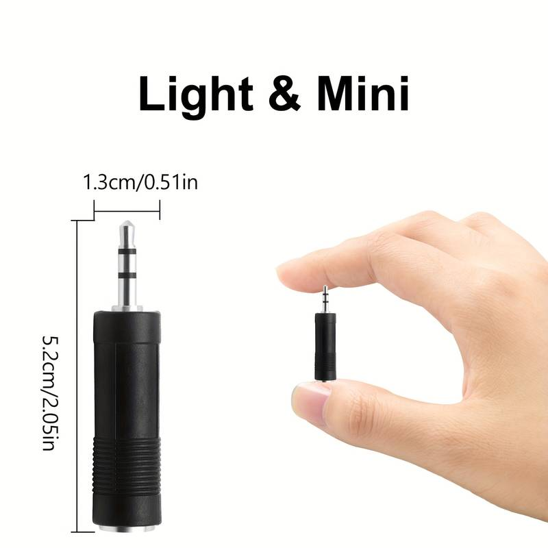 Adaptador audio jack 6.35 mm Hembra  a 3.5 mm macho  Negro