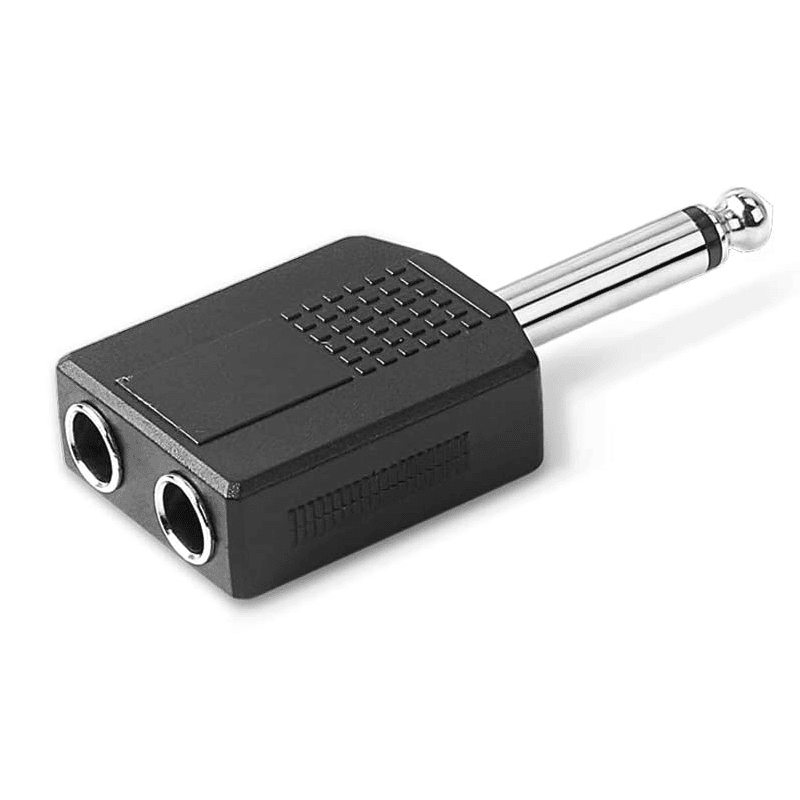 Adaptador audio mono  2xJACK 6.35/H - JACK 6.35/M  Negro