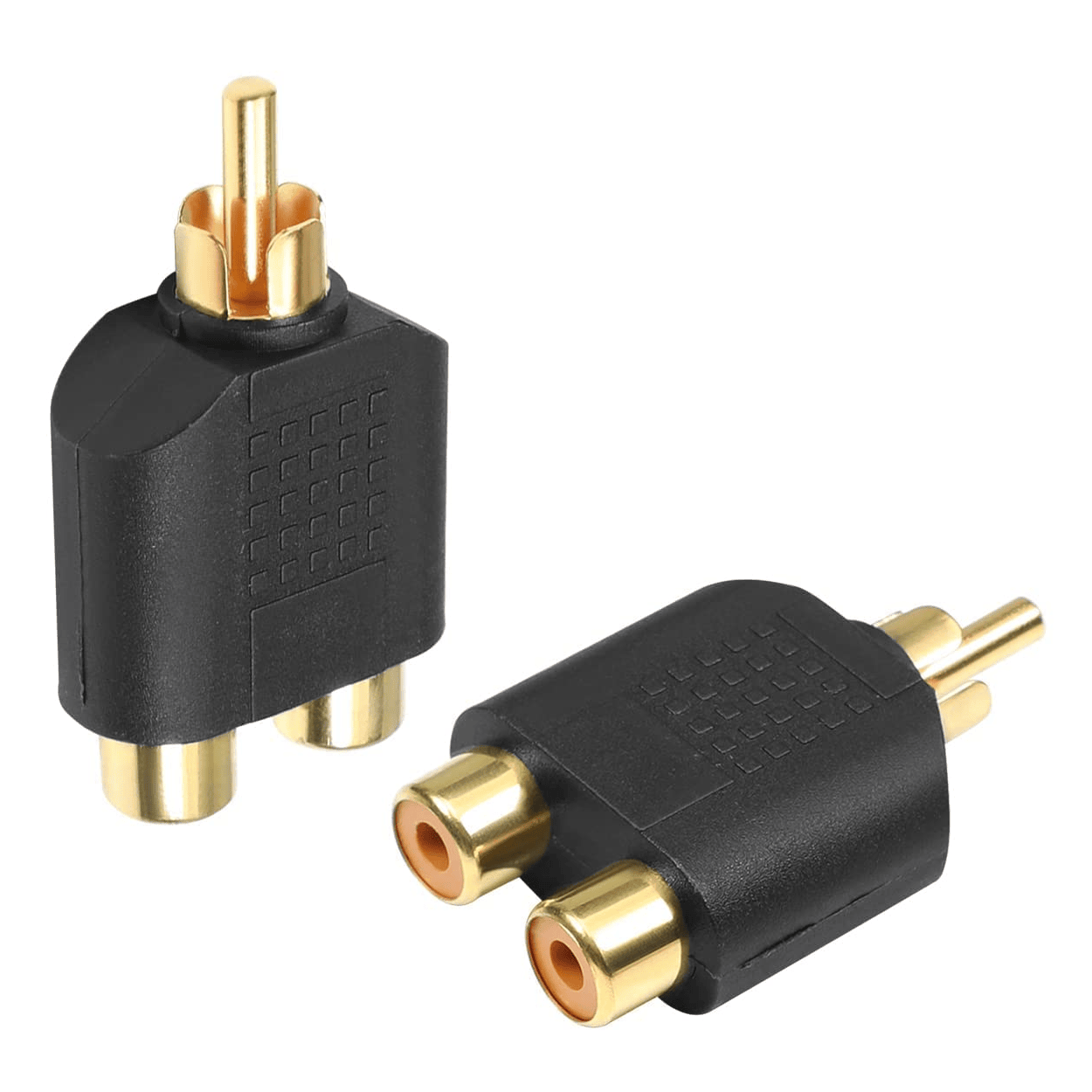 Adaptador audio mono 2xRCA/H-RCA/M DORADO  Negro