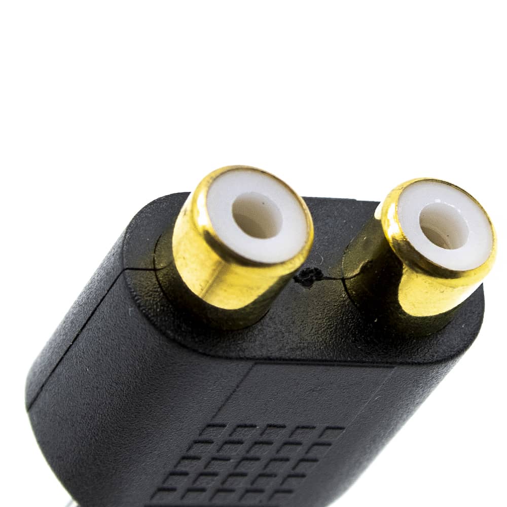 Adaptador audio mono 2xRCA/H-RCA/M DORADO  Negro