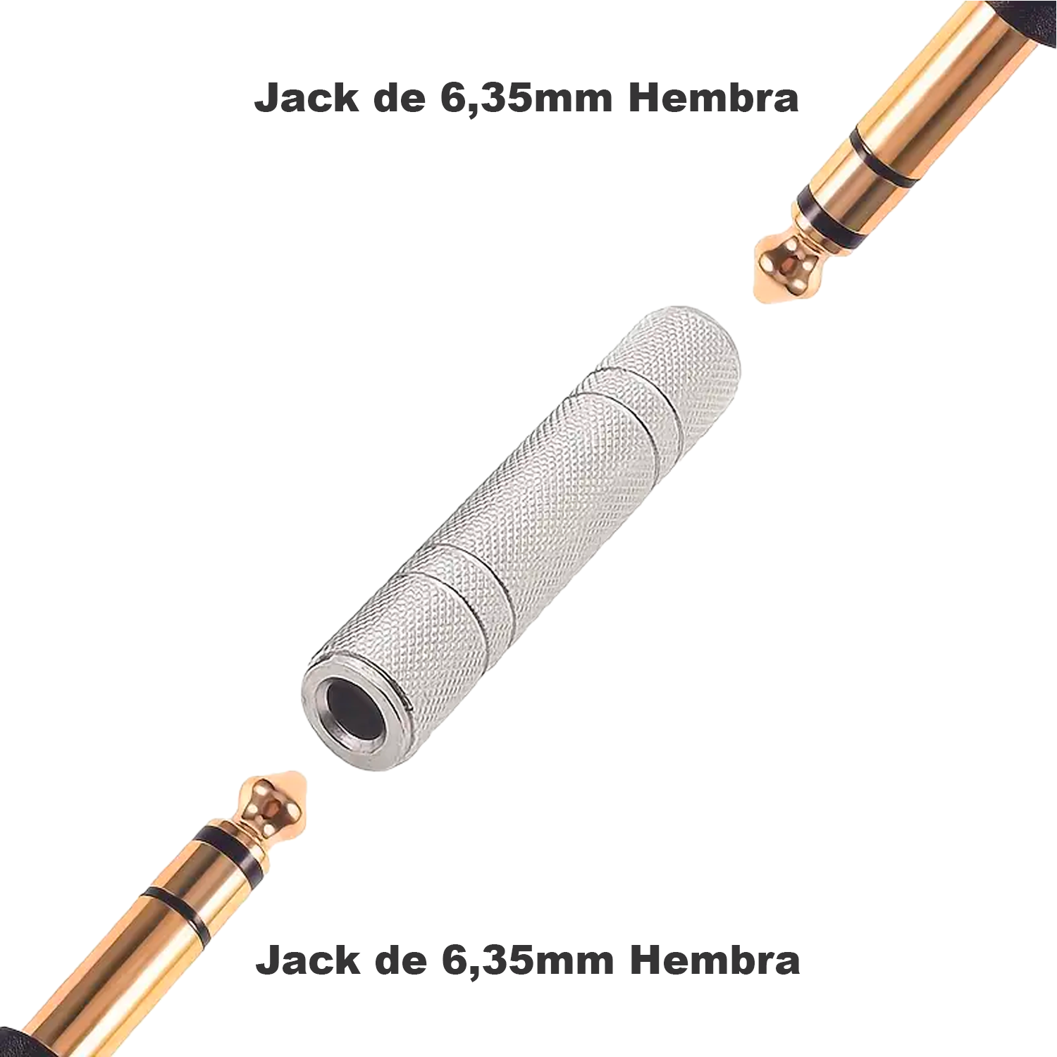 Adaptador audio mono JACK 6.35/H - JACK 6.35/H  Gris