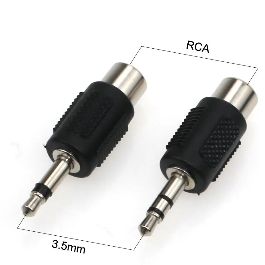 Adaptador audio mono rca a jack 3.5 macho Negro