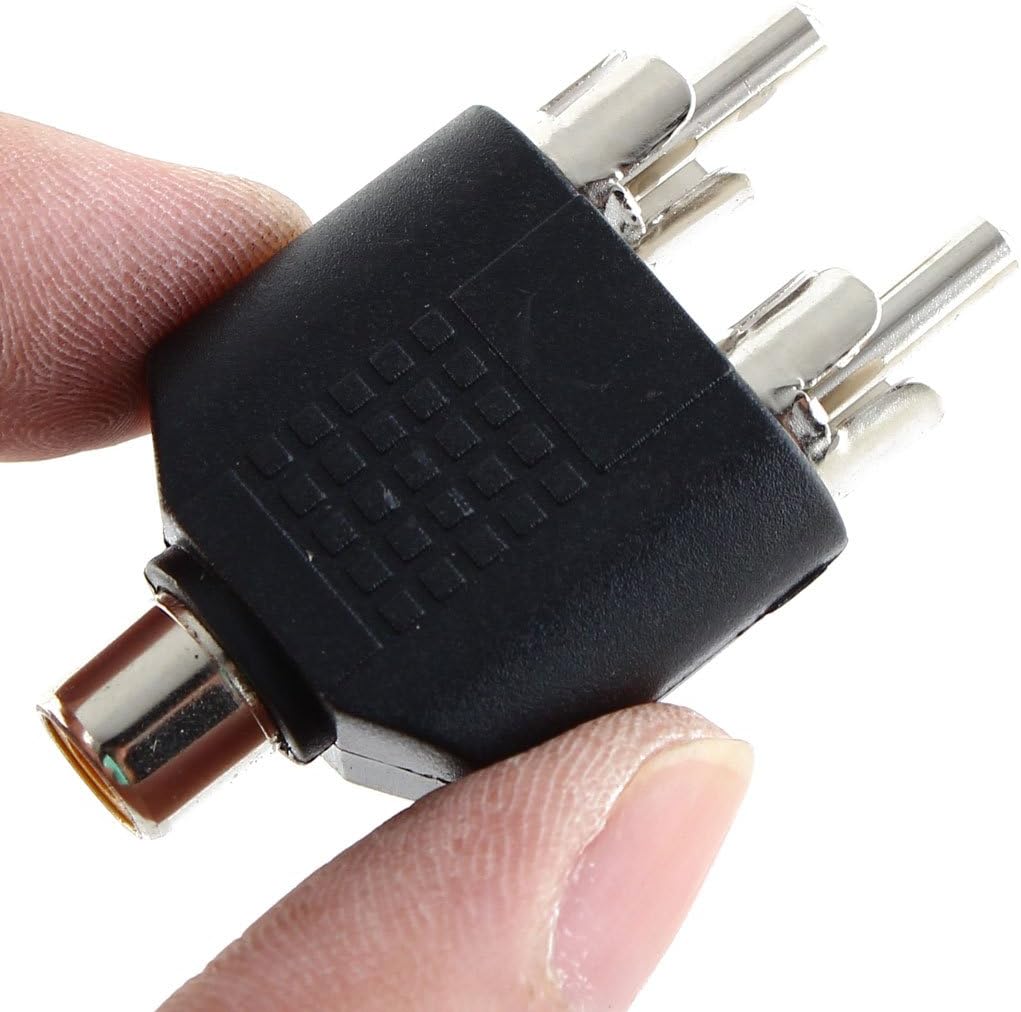 Adaptador audio RCA hembra a 2x RCA macho  Negro