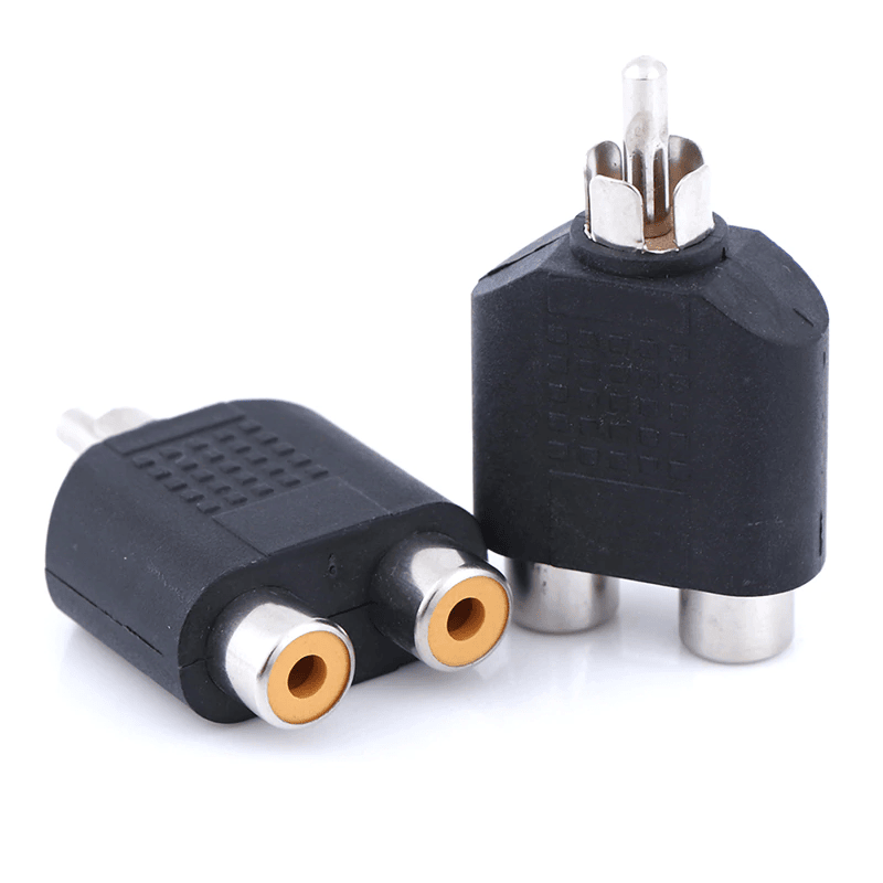 Adaptador Audio RCA Macho a 2 RCA Hembra  Negro