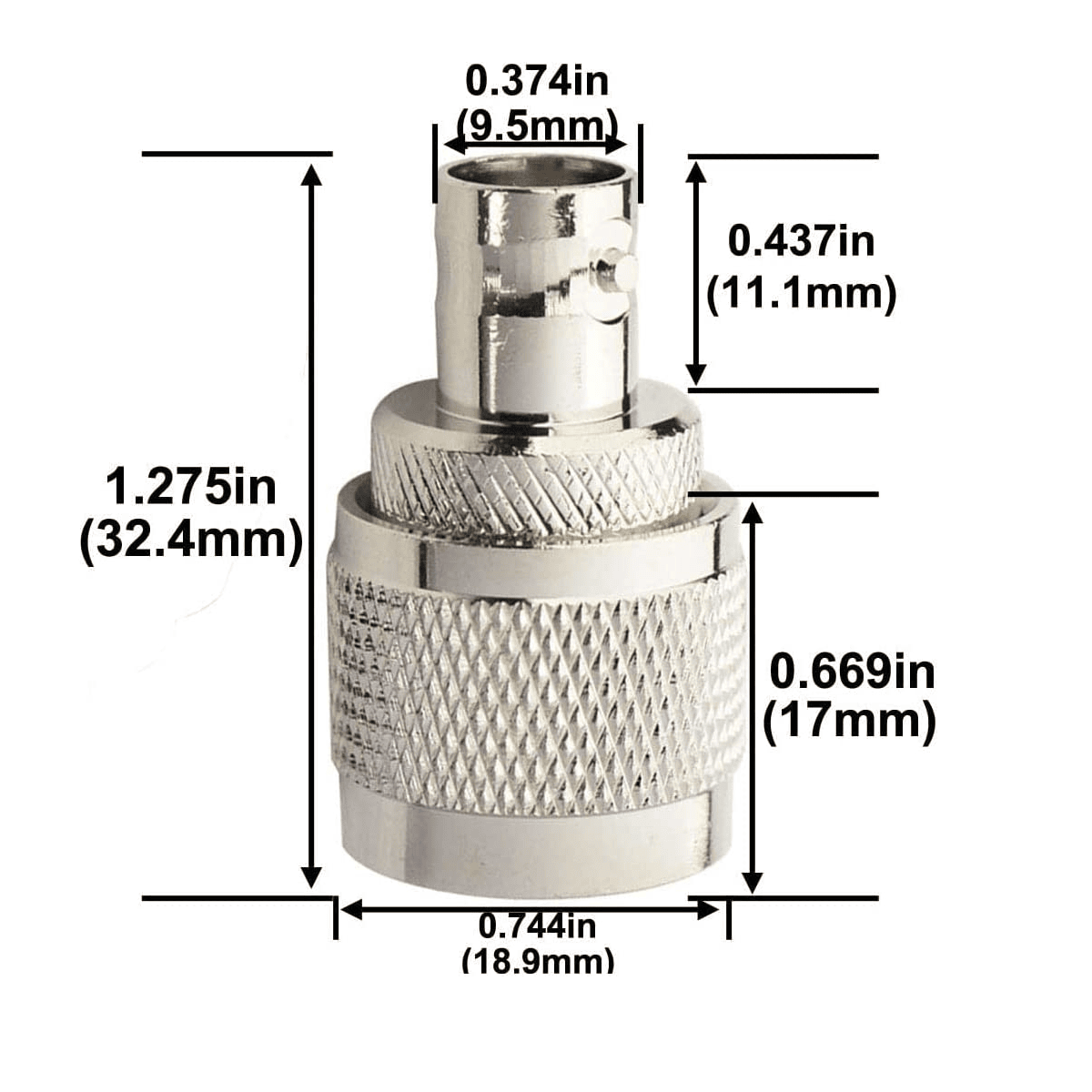 Adaptador BNC hembra - PL259 Macho UHF  Gris