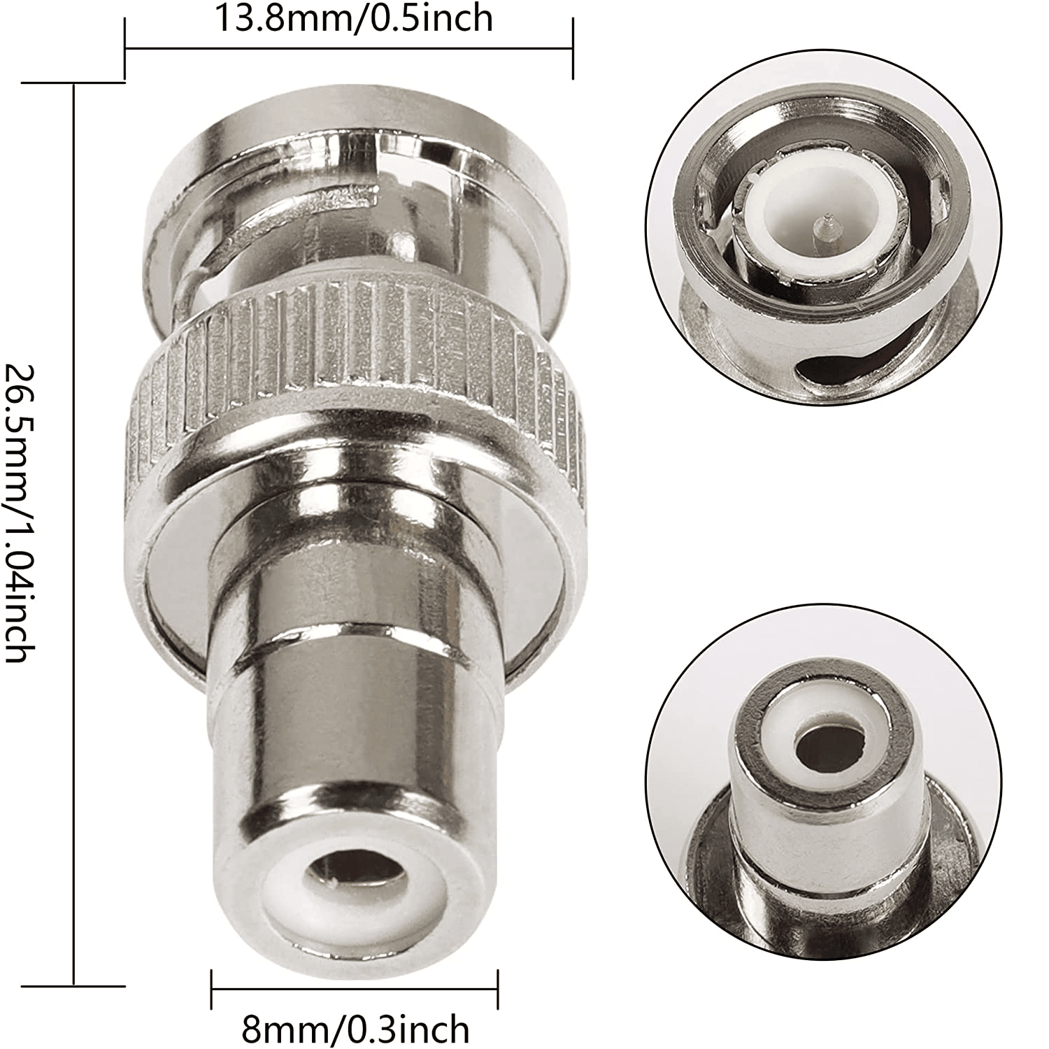 Adaptador BNC macho - RCA hembra  Gris