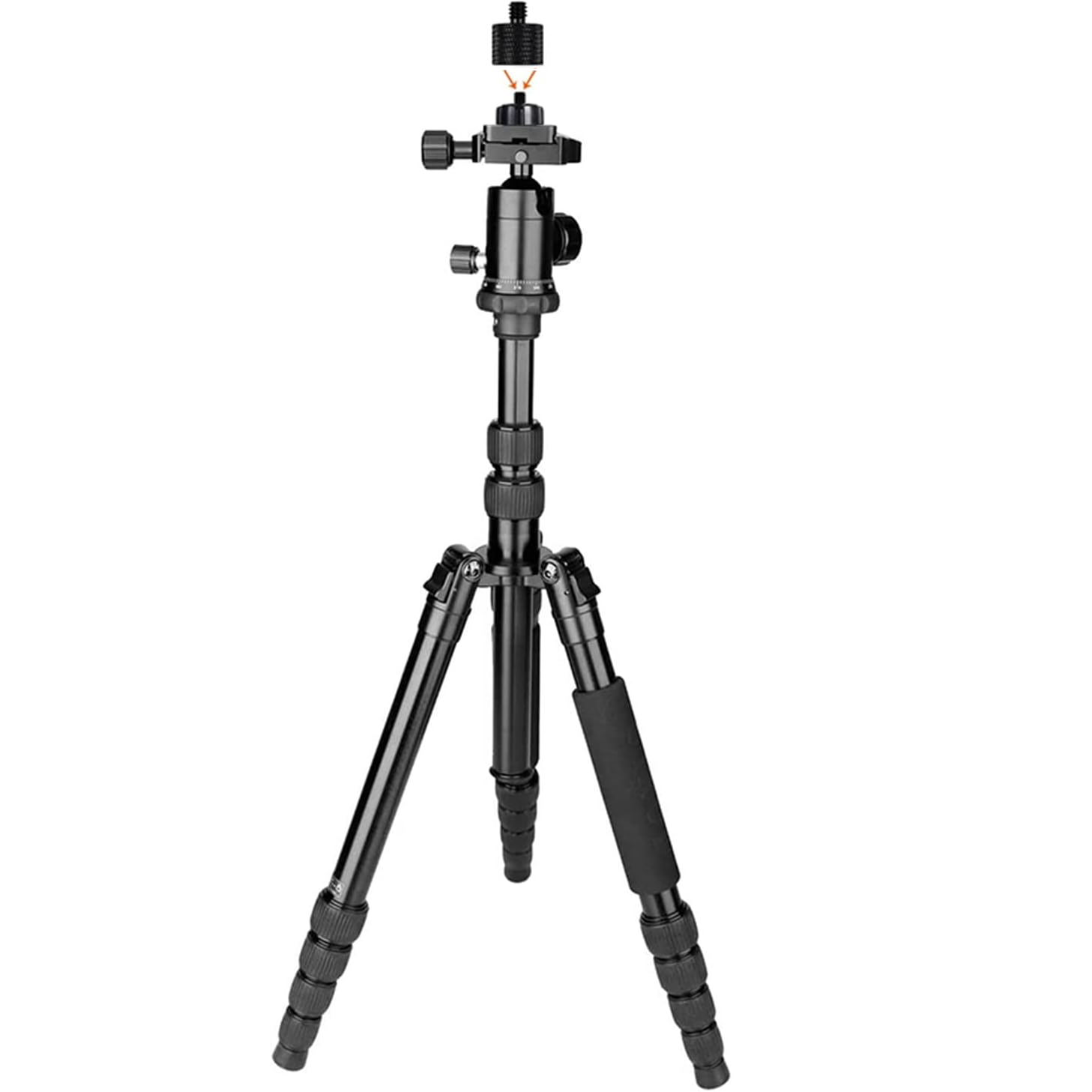 Adaptador camara 3/8 macho a 1/4 hembra metalico  Negro