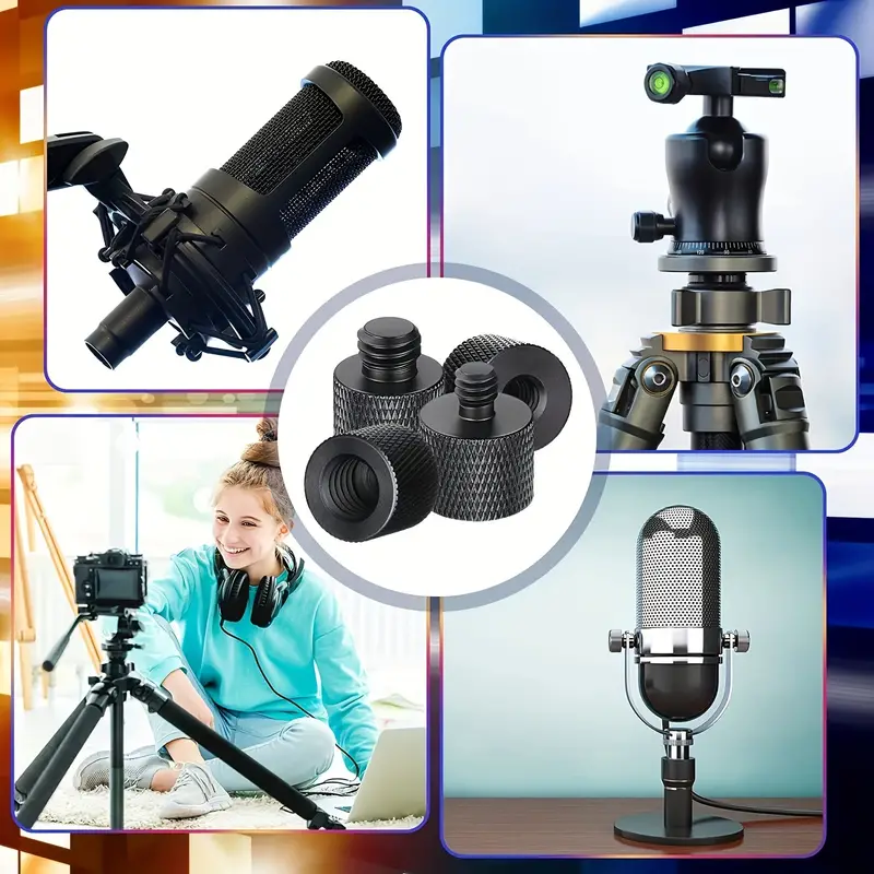 Adaptador camara 3/8 macho a 1/4 hembra metalico  Negro