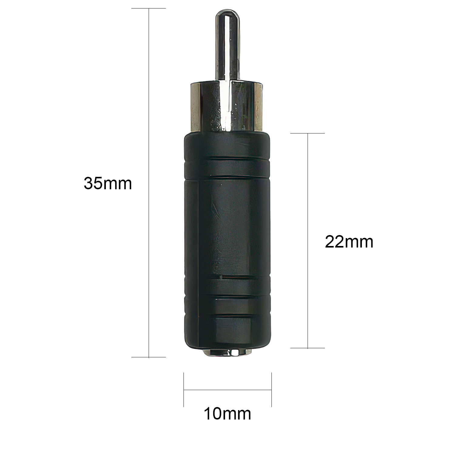 Adaptador de Audio RCA Macho a Conector Jack Hembra de 3,5 mm, Mono  Negro