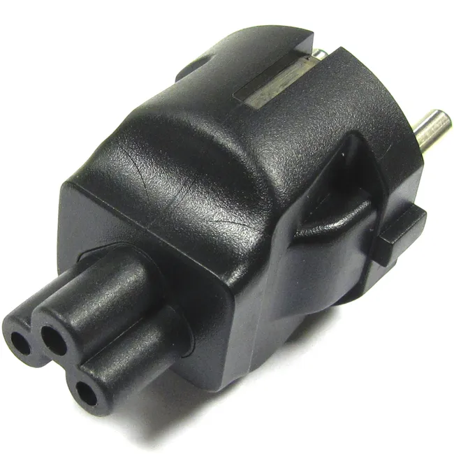 Adaptador de Conector IEC-60320 C5 a Schuko  Negro