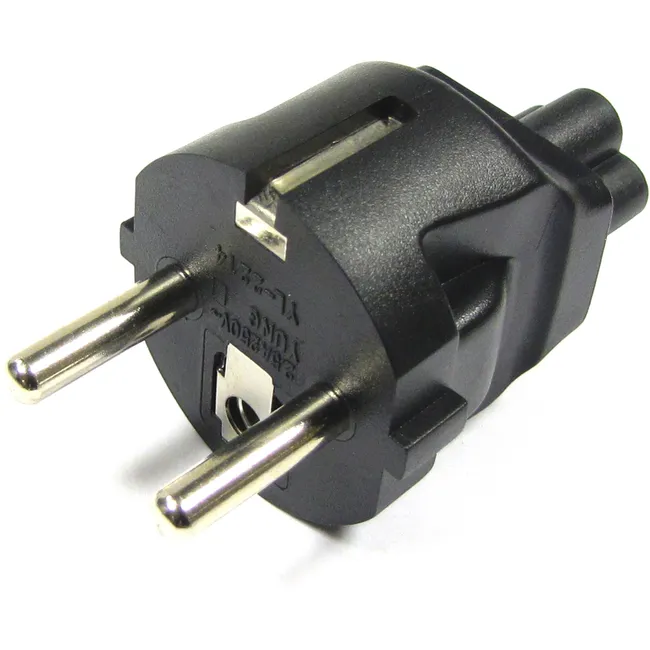 Adaptador de Conector IEC-60320 C5 a Schuko  Negro