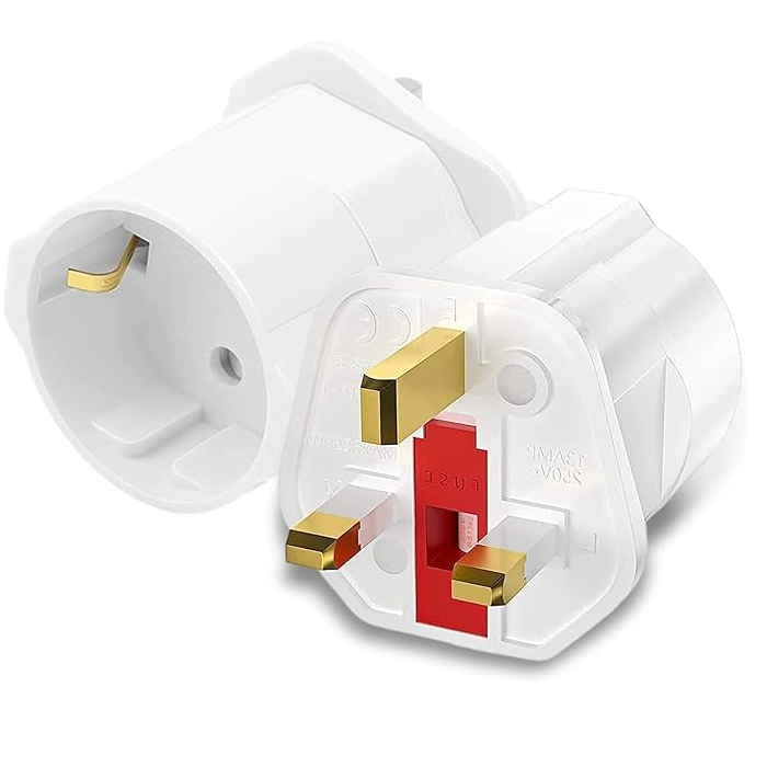 Adaptador de Enchufe de Europeo a Enchufe UK  Blanco