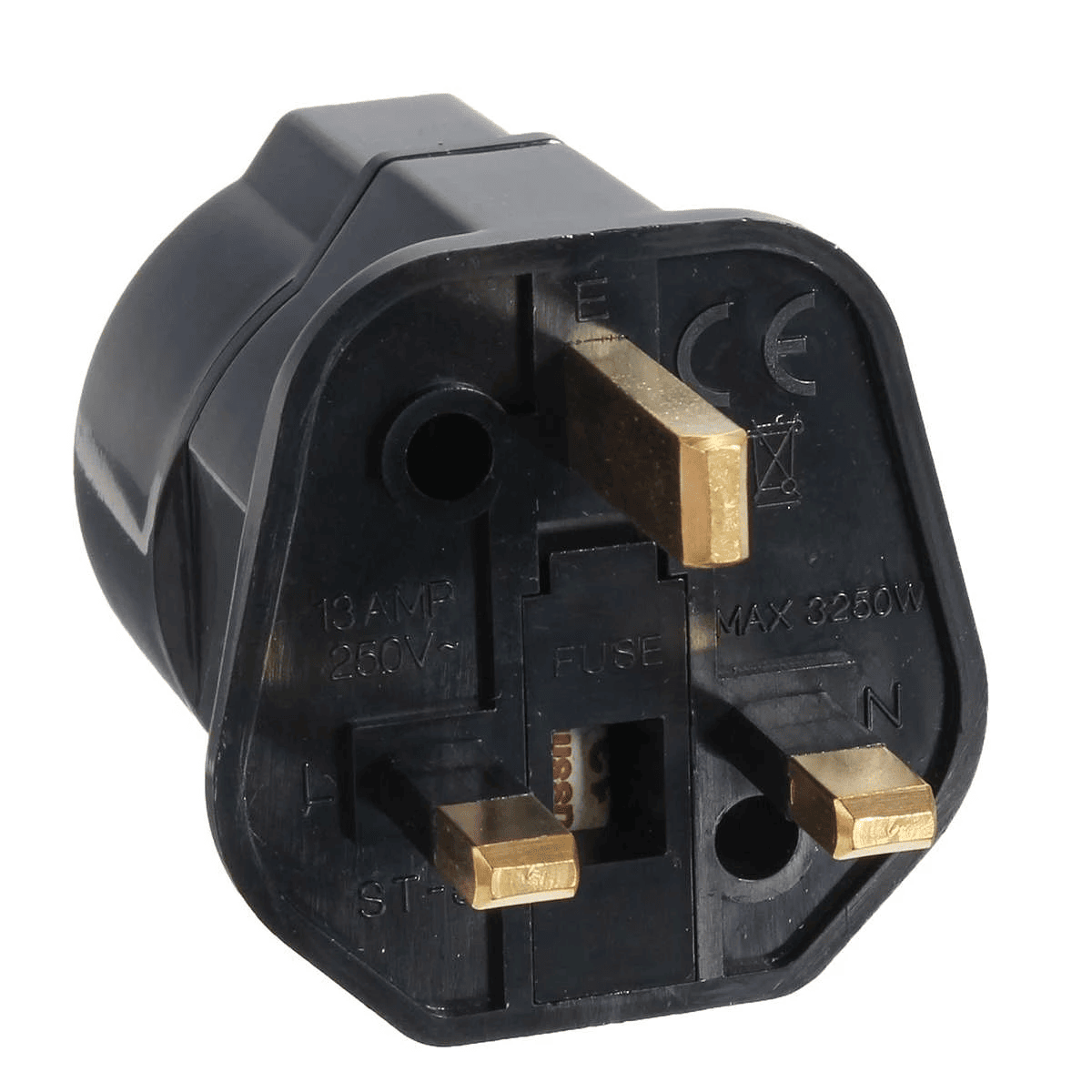 Adaptador de Enchufe de Europeo a Enchufe UK  Negro